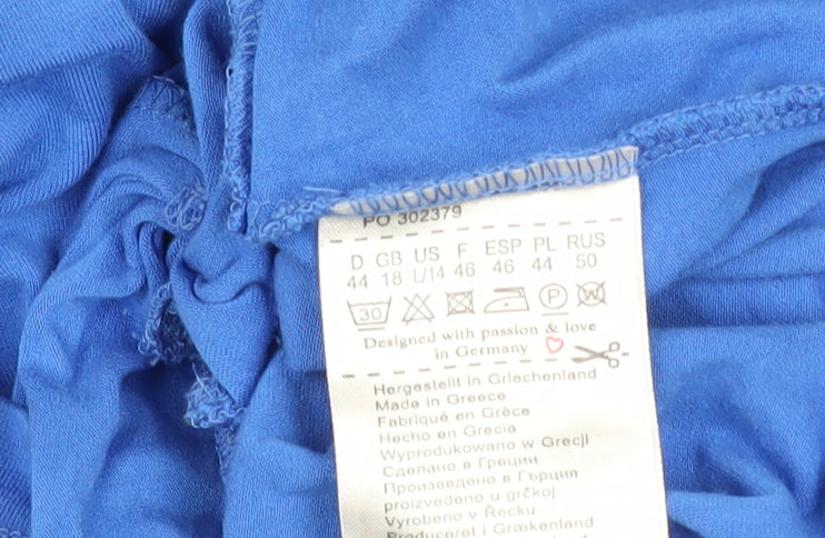 Olsen Women's Blue Cowl Neck 3/4 Sleeve Tunic Blouse Size 18