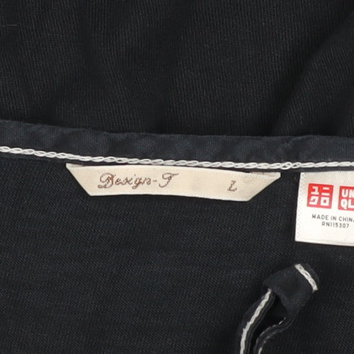 Uniqlo Women's Black Cotton 3/4 Sleeve Tunic Blouse Size L