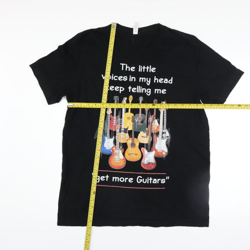 Bella + Canvas Men's Black Funny Guitar Graphic T-Shirt Size L