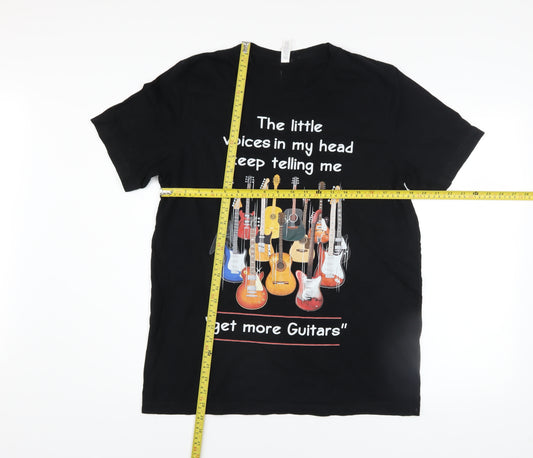 Bella + Canvas Men's Black Funny Guitar Graphic T-Shirt Size L