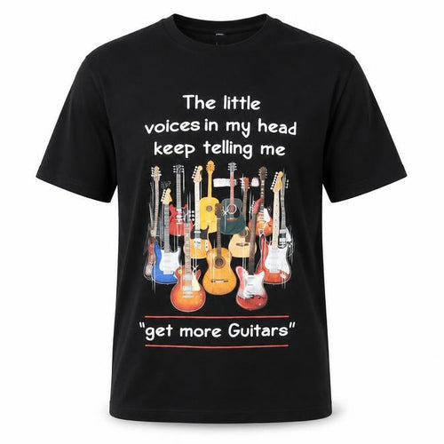 Bella + Canvas Men's Black Funny Guitar Graphic T-Shirt Size L