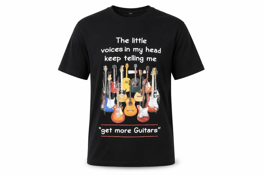 Bella + Canvas Men's Black Funny Guitar Graphic T-Shirt Size L