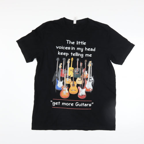 Bella + Canvas Men's Black Funny Guitar Graphic T-Shirt Size L