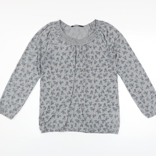 Bm Casual Women’s Grey Floral Long Sleeve Tunic Top Size 12