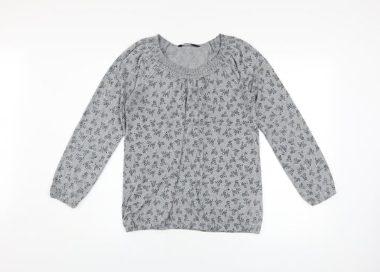 Bm Casual Women’s Grey Floral Long Sleeve Tunic Top Size 12