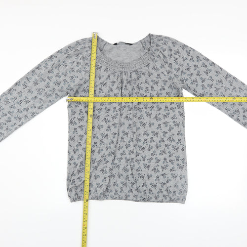 Bm Casual Women’s Grey Floral Long Sleeve Tunic Top Size 12