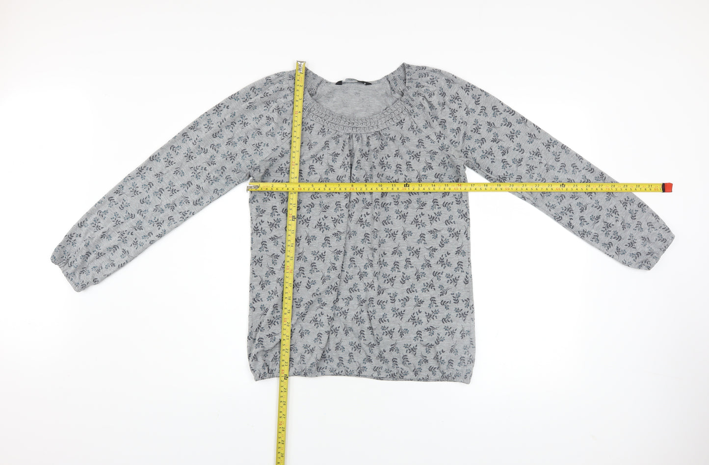 Bm Casual Women’s Grey Floral Long Sleeve Tunic Top Size 12