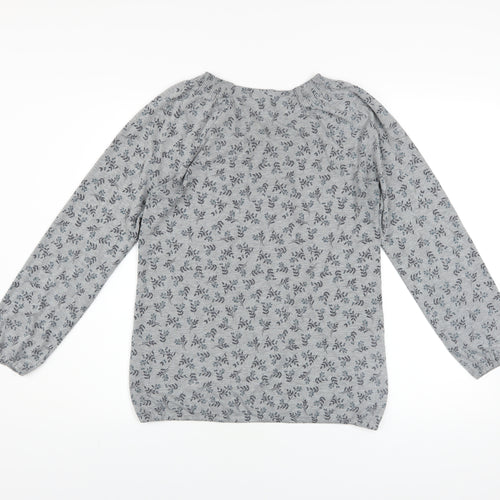 Bm Casual Women’s Grey Floral Long Sleeve Tunic Top Size 12