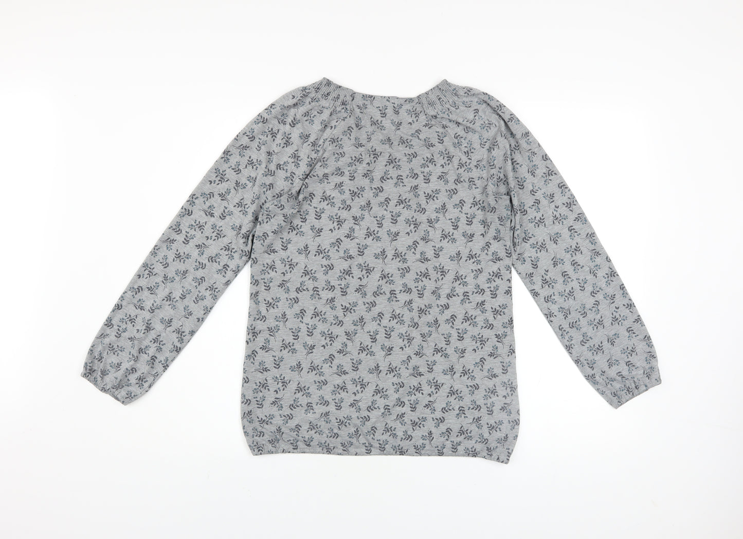 Bm Casual Women’s Grey Floral Long Sleeve Tunic Top Size 12