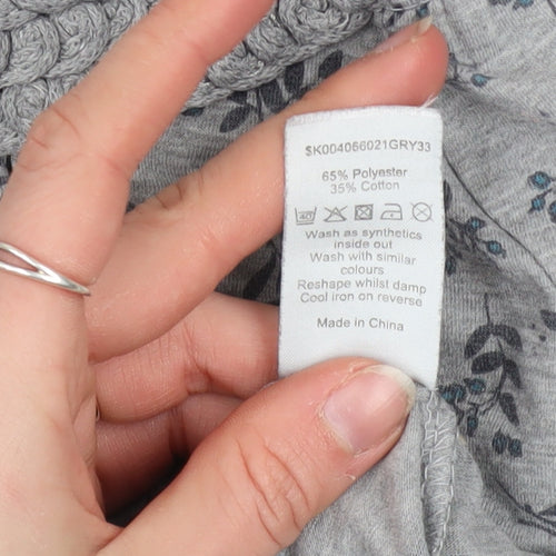 Bm Casual Women’s Grey Floral Long Sleeve Tunic Top Size 12