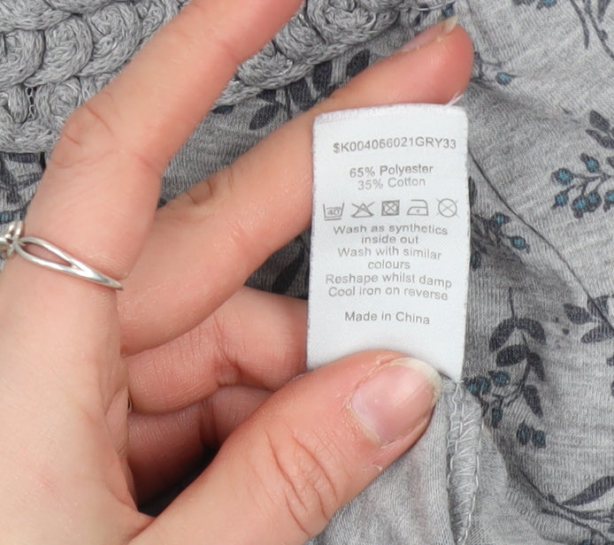 Bm Casual Women’s Grey Floral Long Sleeve Tunic Top Size 12