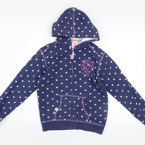 Lazy Jacks Girls Blue Polka Dot Full Zip Hoodie 11-12 Years Nautical Anchor Design