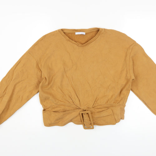 Zara Trafaluc Women Brown Belted Pullover Sweatshirt Size S
