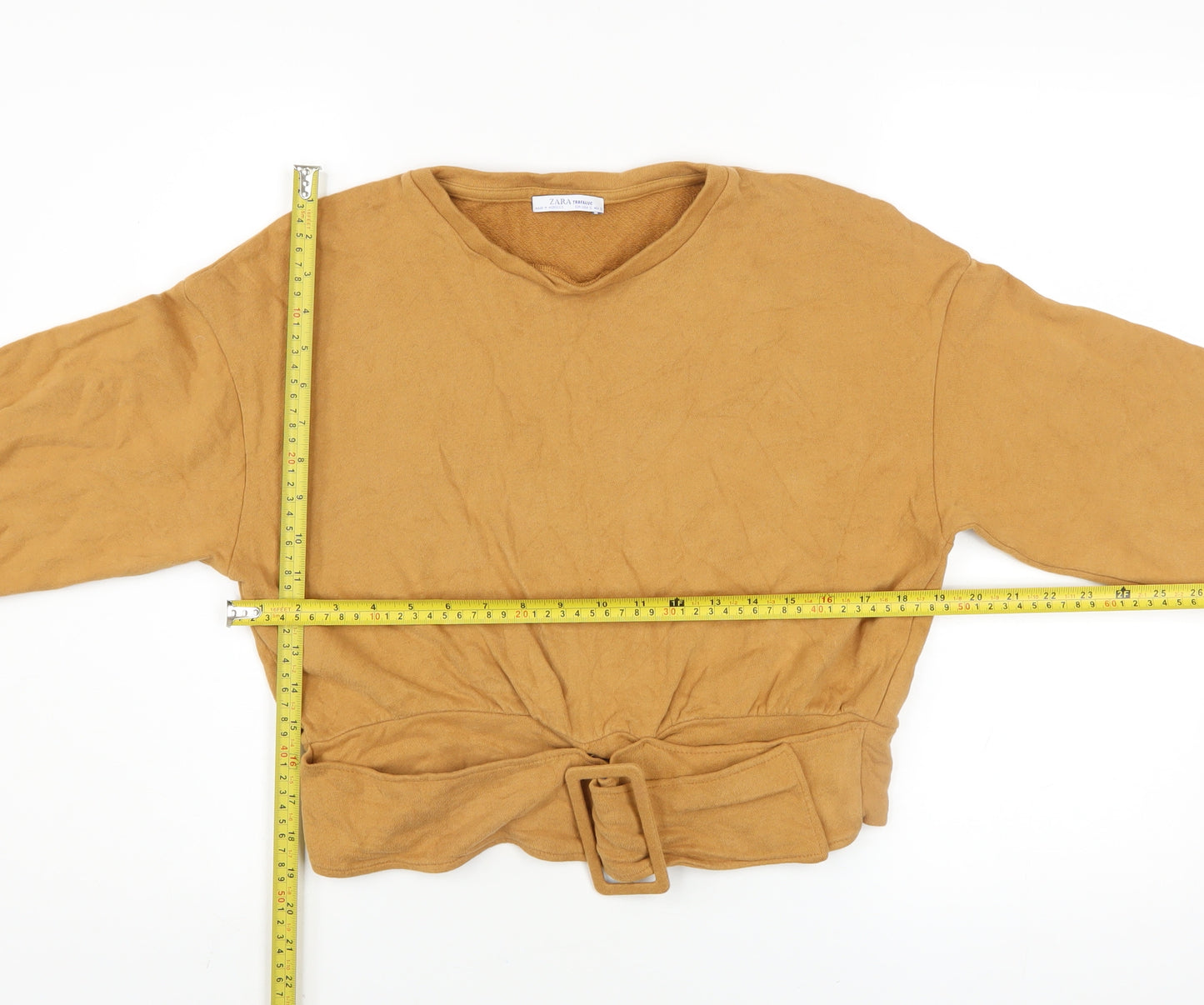 Zara Trafaluc Women Brown Belted Pullover Sweatshirt Size S