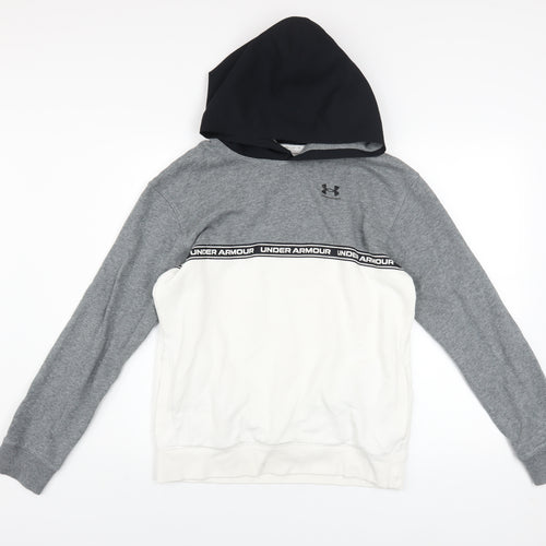 Under Armour Teens Grey Pullover Hoodie YXL Cotton Blend Sportswear