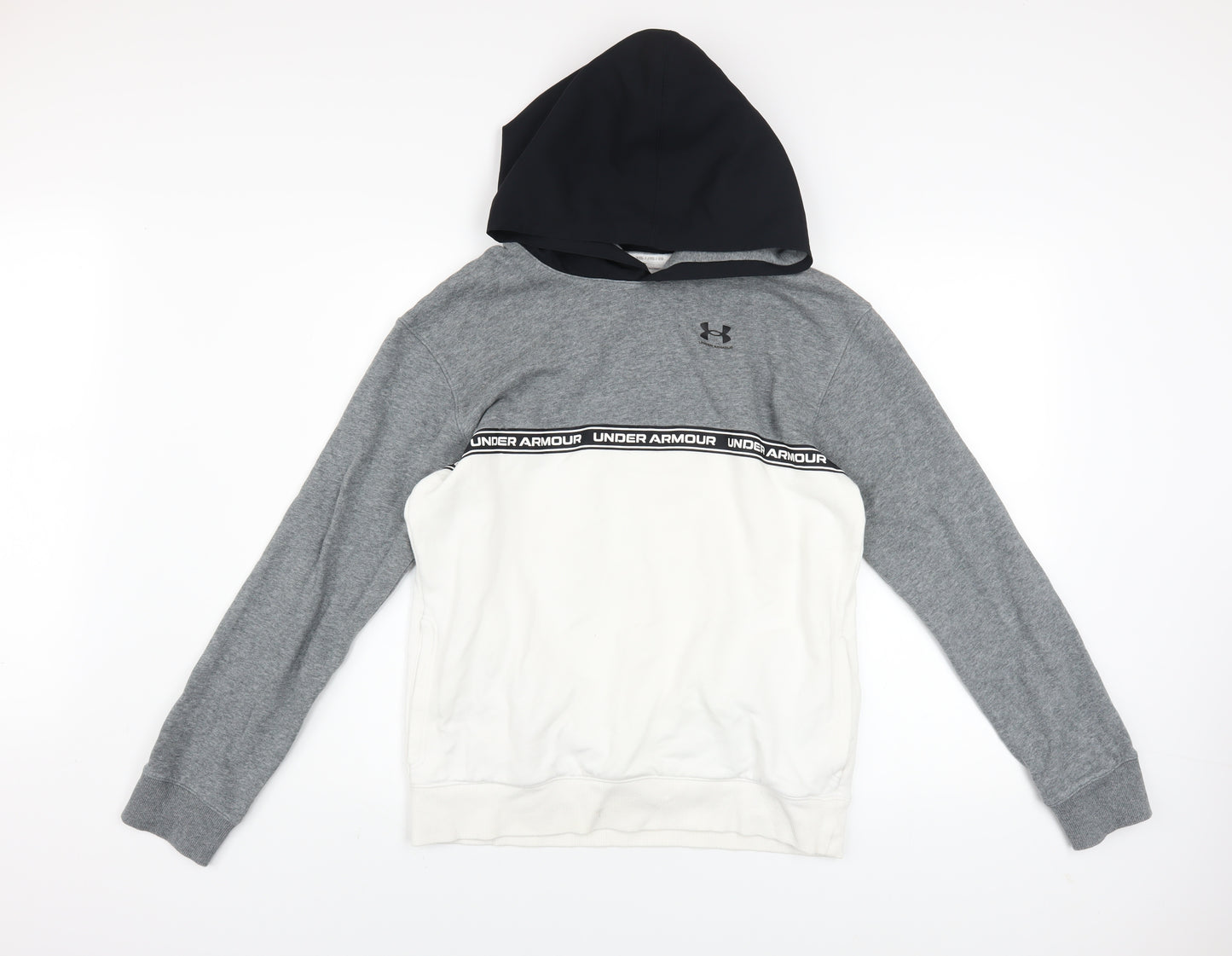 Under Armour Teens Grey Pullover Hoodie YXL Cotton Blend Sportswear