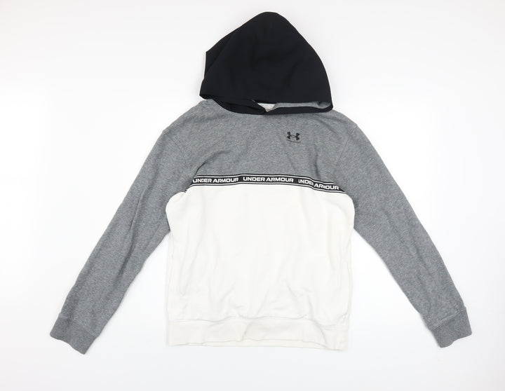 Under Armour Teens Grey Pullover Hoodie YXL Cotton Blend Sportswear