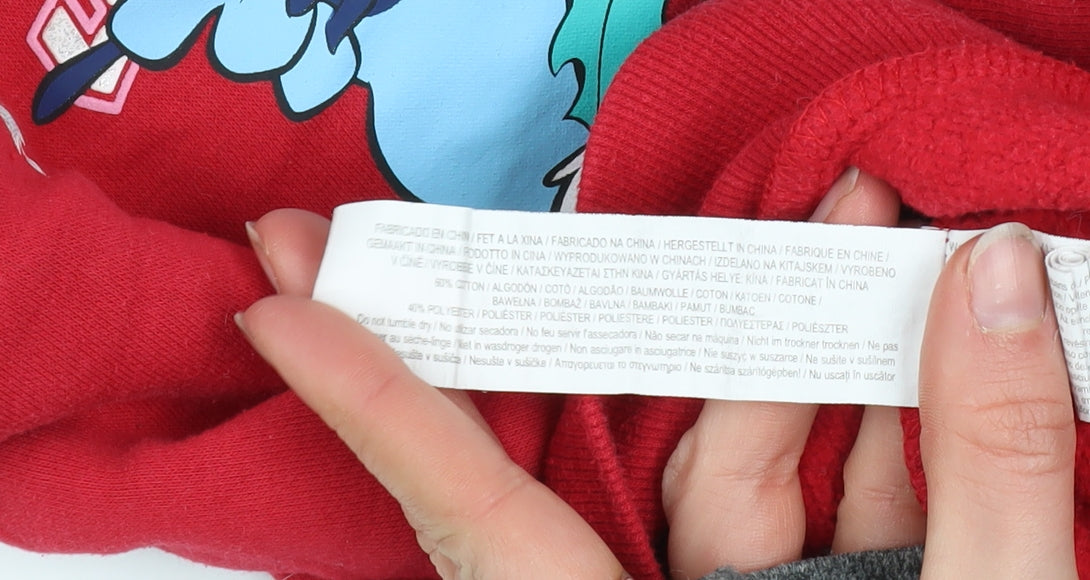 Primark Disney Stitch Girls Red Christmas Pullover Sweatshirt 11 Years