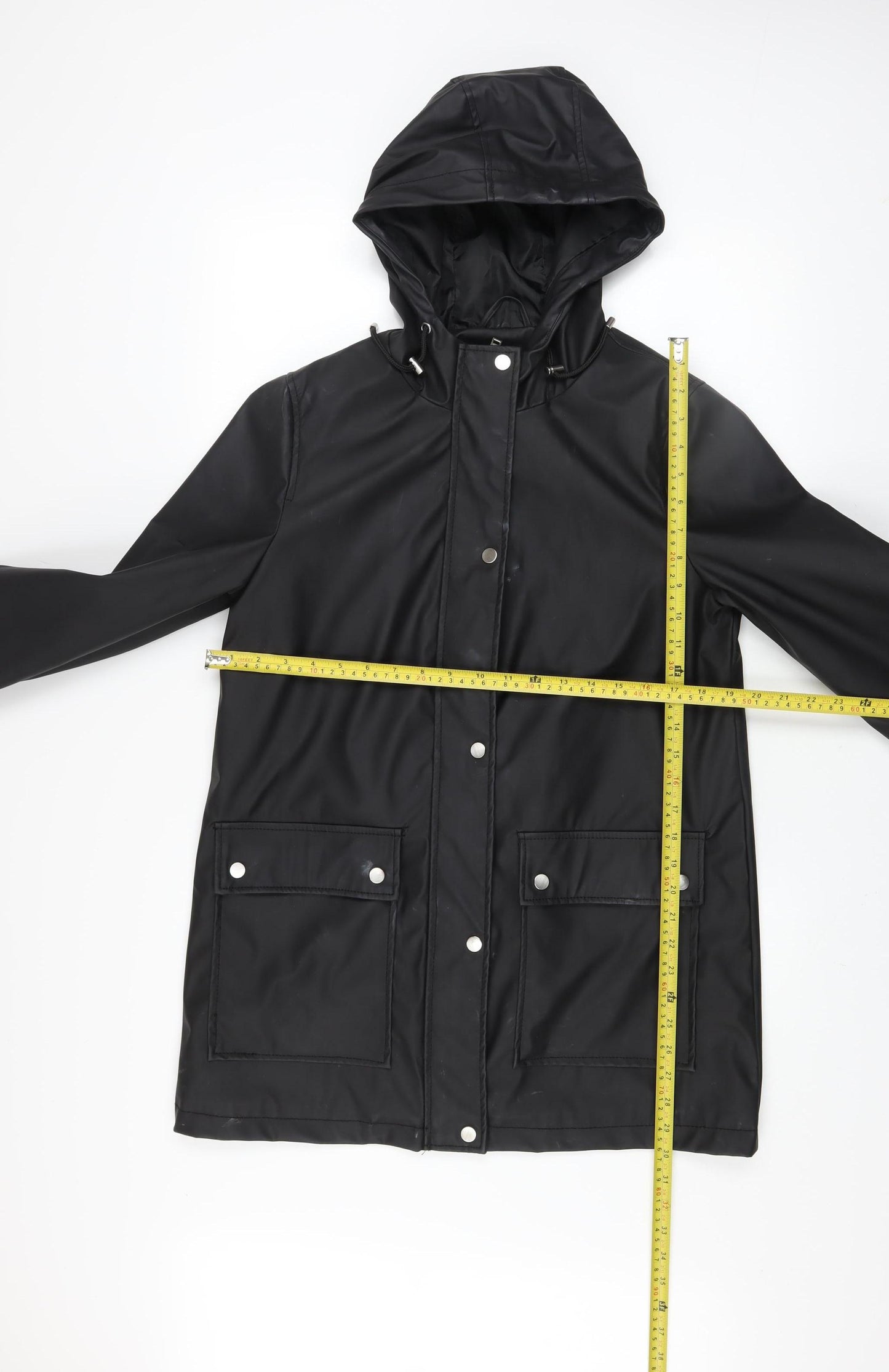New Look Womens Black Hooded Waterproof Rain Coat Jacket Size 10