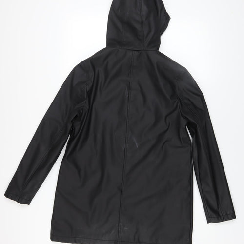 New Look Womens Black Hooded Waterproof Rain Coat Jacket Size 10