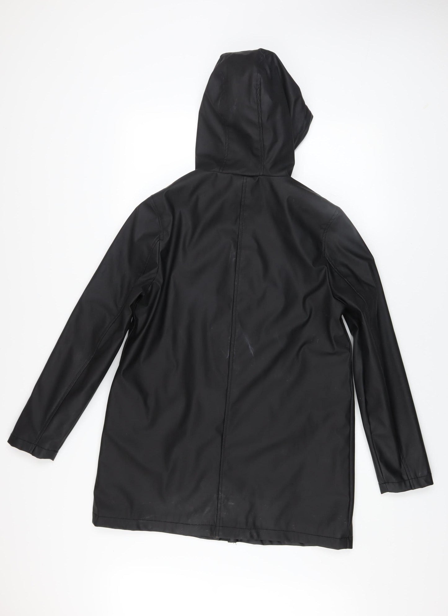 New Look Womens Black Hooded Waterproof Rain Coat Jacket Size 10
