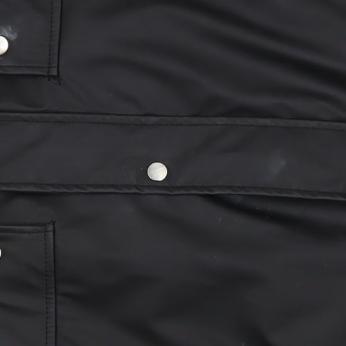 New Look Womens Black Hooded Waterproof Rain Coat Jacket Size 10