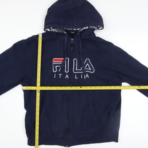 Fila Men's Blue Full Zip Hoodie L Sports Fleece Sweatshirt