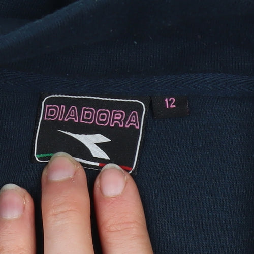 Diadora Women's Blue Size 12 Track Jacket Full Zip Activewear