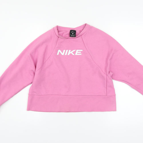Nike Women Pink Dri-FIT Pullover Sweatshirt Small Cotton Blend