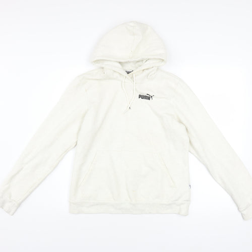 Puma Women Ivory Pullover Hoodie Medium Hooded Sweatshirt