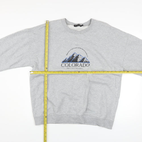 PrettyLittleThing Unisex Grey Colorado Graphic Pullover Sweatshirt M