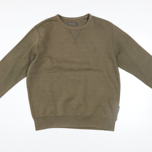 French Connection Men's Green Cotton Blend Crew Neck Sweatshirt Size L