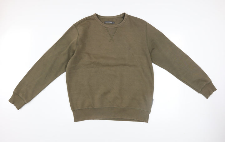 French Connection Men's Green Cotton Blend Crew Neck Sweatshirt Size L