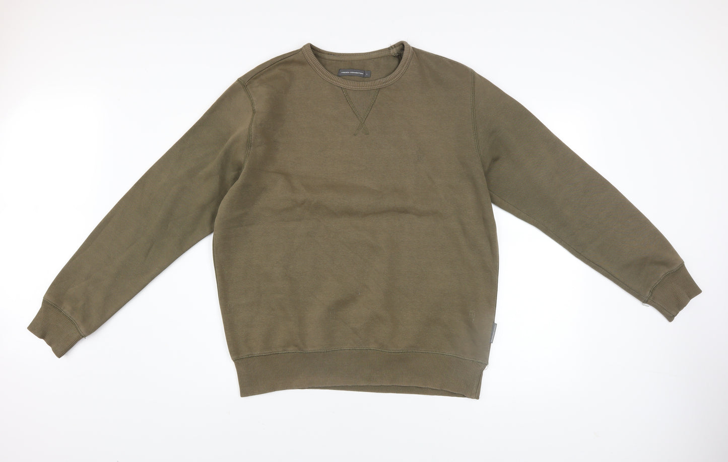 French Connection Men's Green Cotton Blend Crew Neck Sweatshirt Size L