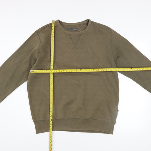 French Connection Men's Green Cotton Blend Crew Neck Sweatshirt Size L