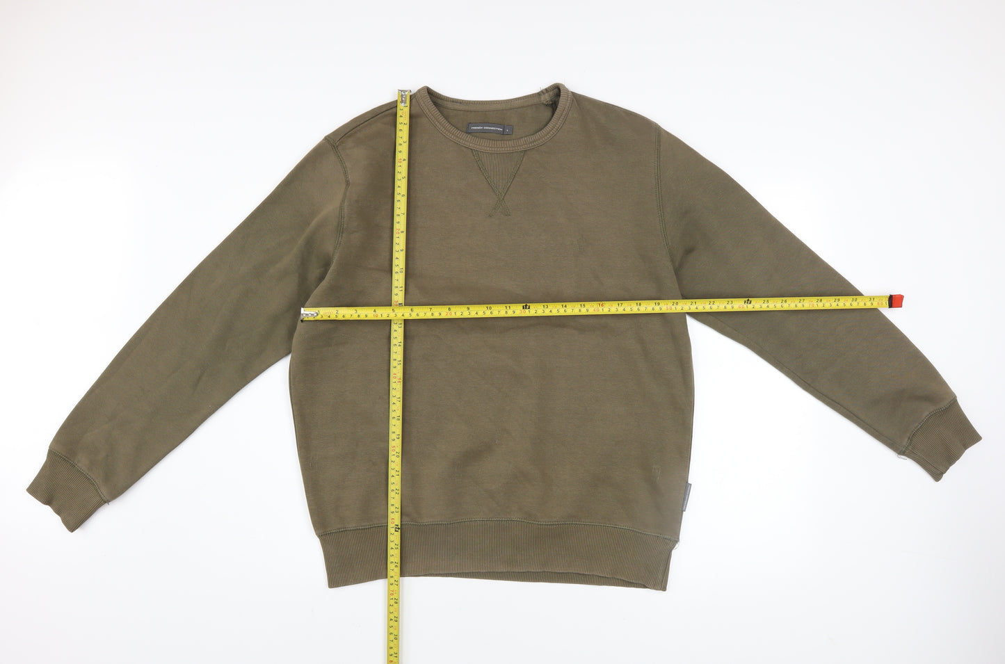French Connection Men's Green Cotton Blend Crew Neck Sweatshirt Size L