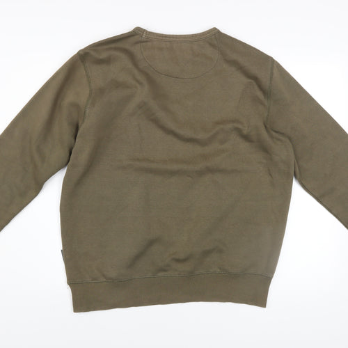 French Connection Men's Green Cotton Blend Crew Neck Sweatshirt Size L