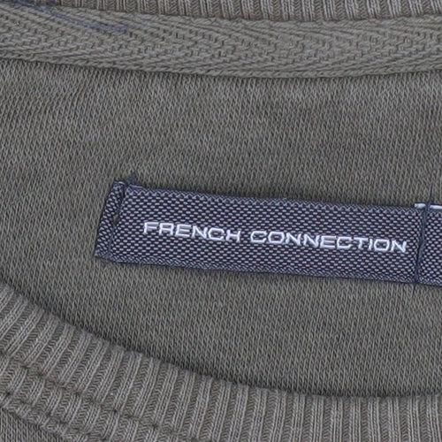 French Connection Men's Green Cotton Blend Crew Neck Sweatshirt Size L