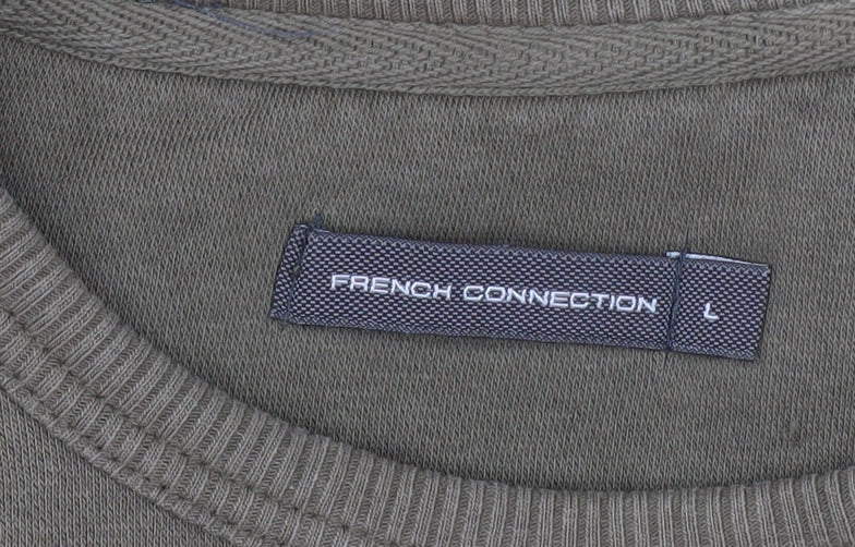 French Connection Men's Green Cotton Blend Crew Neck Sweatshirt Size L