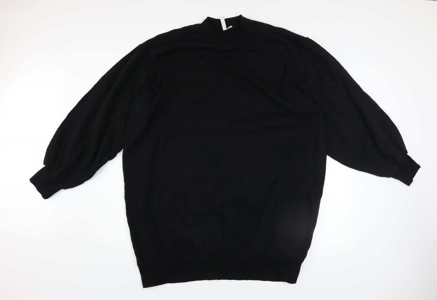 H&M Divided Women Black XL Pullover Sweatshirt Cotton Blend