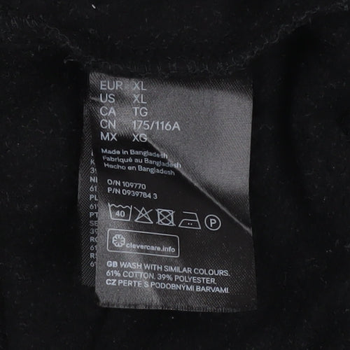 H&M Divided Women Black XL Pullover Sweatshirt Cotton Blend