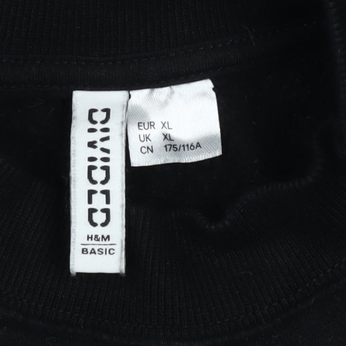 H&M Divided Women Black XL Pullover Sweatshirt Cotton Blend
