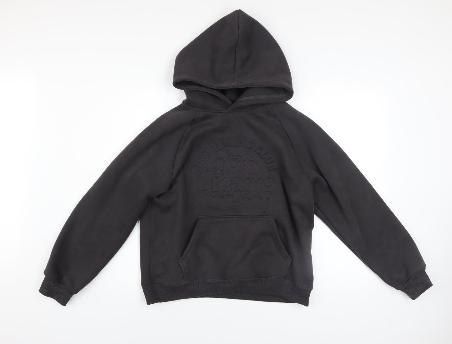 Devil Wing Boys Black Pullover Hoodie Size 12-13 Years Fleece Cotton Blend