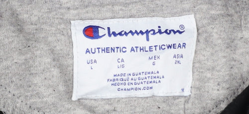 Champion Men's Black Pullover Hoodie Size L Sports Logo Fleece