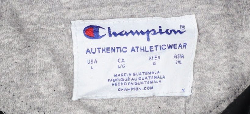 Champion Men's Black Pullover Hoodie Size L Sports Logo Fleece