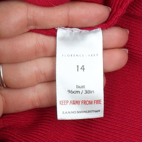 Florence & Fred Women's Red V-Neck Knit Pullover Jumper Size 14