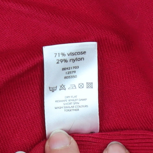 Florence & Fred Women's Red V-Neck Knit Pullover Jumper Size 14