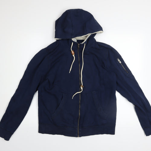 Adidas NEO Men’s Blue Full Zip Hoodie Size M Cotton Blend