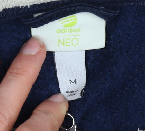 Adidas NEO Men’s Blue Full Zip Hoodie Size M Cotton Blend