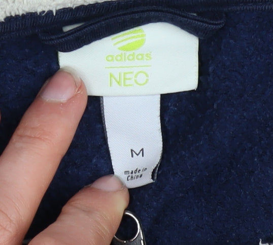 Adidas NEO Men’s Blue Full Zip Hoodie Size M Cotton Blend